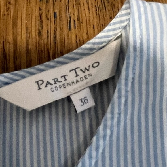 PART TWO – Blue Striped Tie-Front Blouse Size 36 - Picture 2 of 8